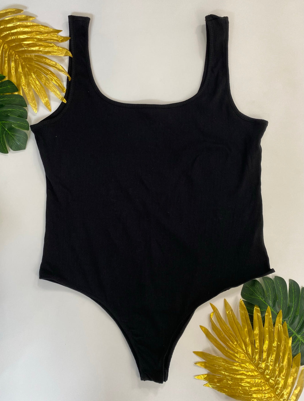 Plus Size Basic Black Bodysuit